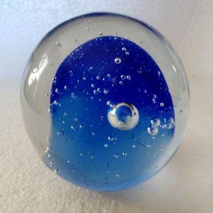 Vintage Large 2lb Blue Internal Bubble Vecchia Murano Art Glass Paperweight